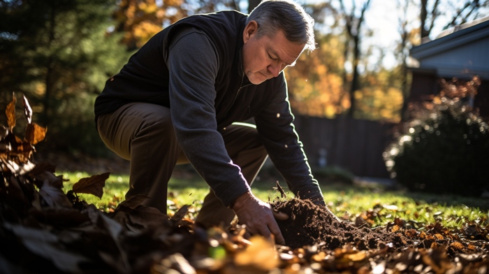 Ramasser les feuilles empilées au sol